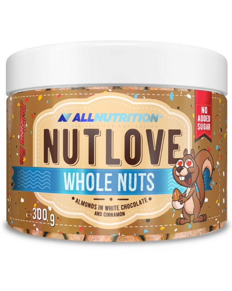 Allnutrition NutLove Whole Nuts Migdały w Białej Czekoladzie z Cynamonem bez Dodatku Cukru 300g