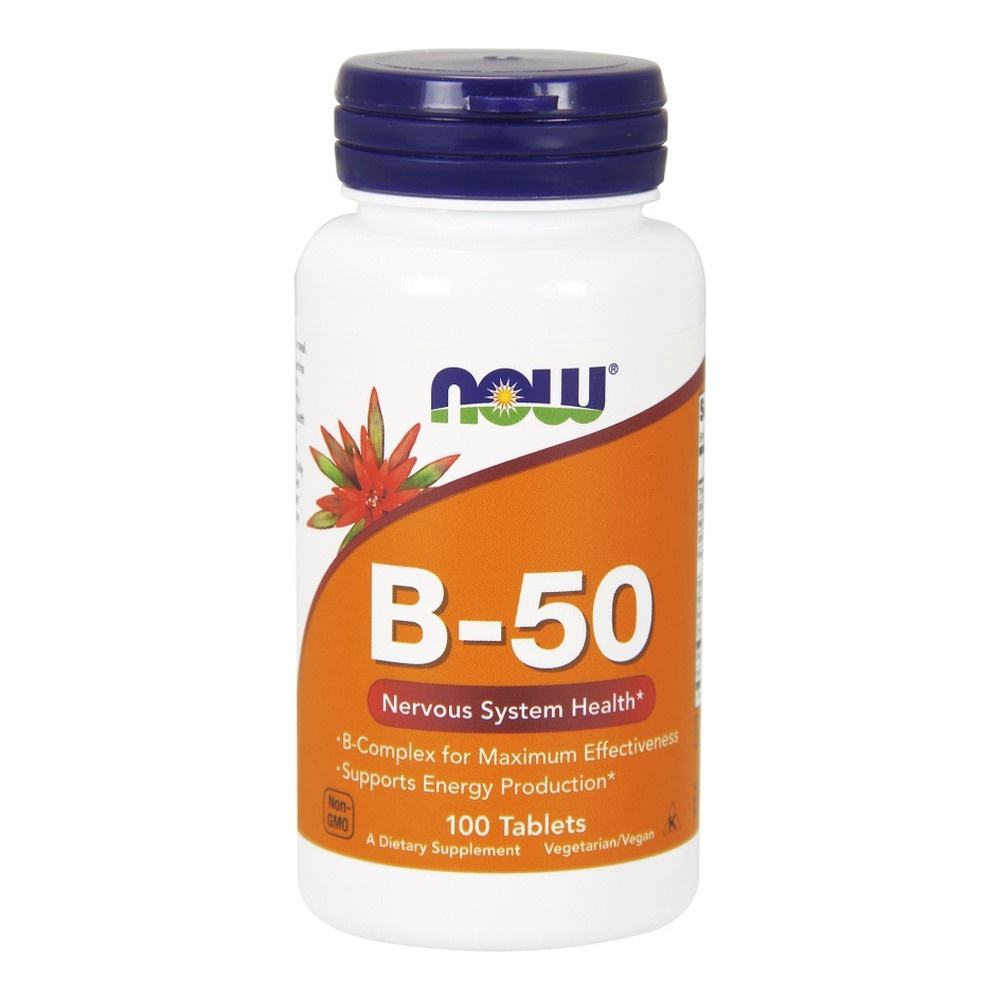 Now Foods Vitamin B-50 Wspiera Układ Nerwowy 100 Tabletek