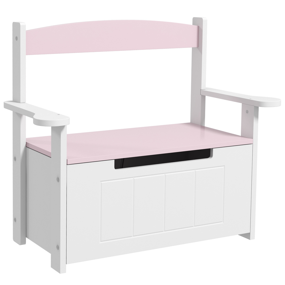 AIYAPLAY 2-in-1 Toy Box for Kids with Lid for Bedroom, Nursery, Playroom, Pink