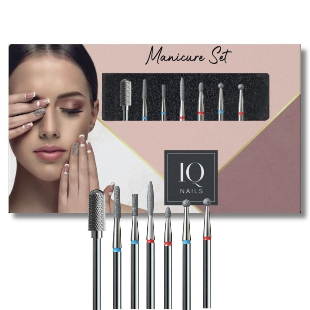 IQ Nails Professional Diamond and Carbide Nail Drill Bits MANI 5 Set 7pcs