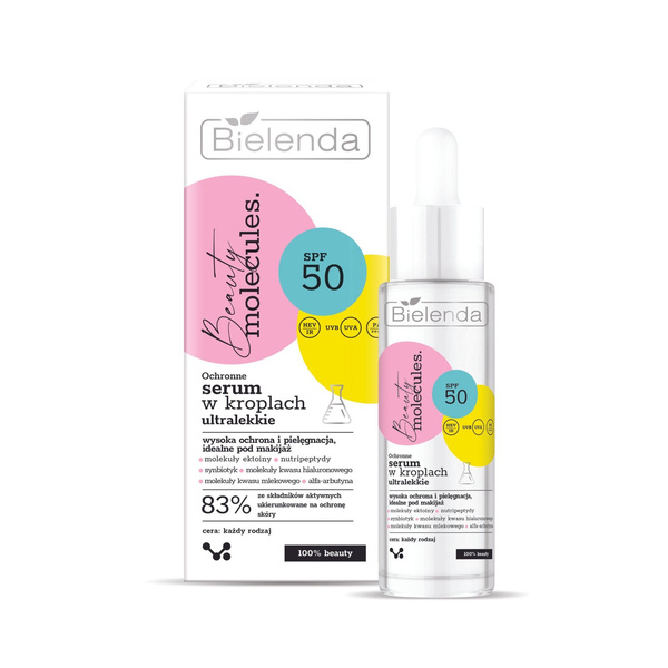 Bielenda Beauty Molecules Ochronne Ultralekkie Serum w Kroplach SPF50 dla Każdego Rodzaju Skóry 30ml