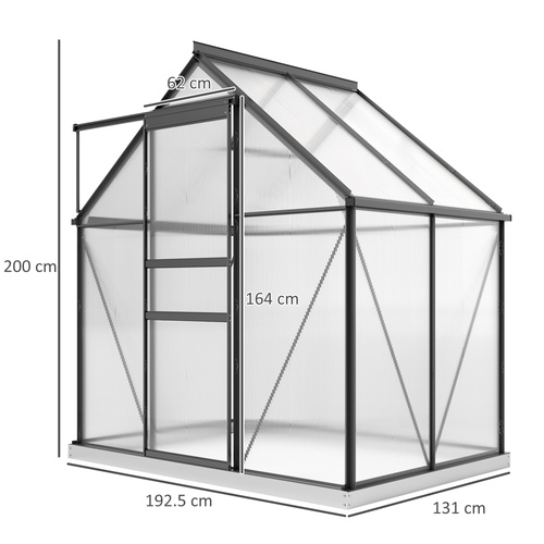 Outsunny 192.5 x 131cm Walk-In Polycarbonate Greenhouse