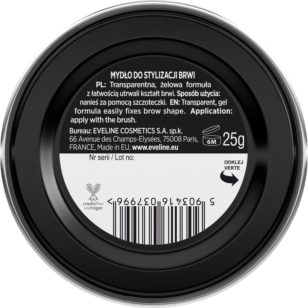 Eveline Brow & Go Żelowe Mydło do Stylizacji Brwi Naturalny Efekt Vegan 25g