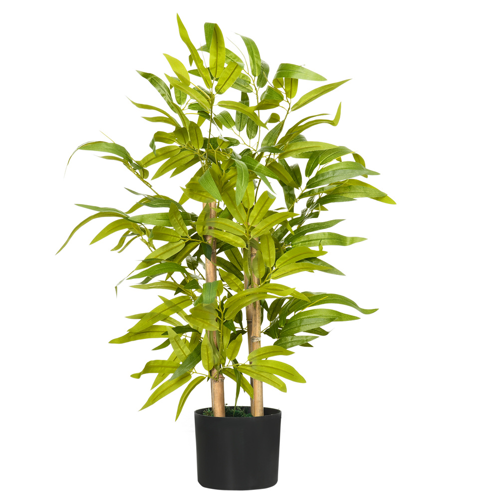 HOMCOM Artificial Plants Bamboo Tree in Pot Desk Fake Plants for Home Indoor Decor, 15x15x60cm, Green