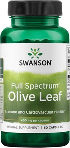 Swanson Full Spectrum Olive Leaf 400mg Liść Oliwny 60 Kapsułek