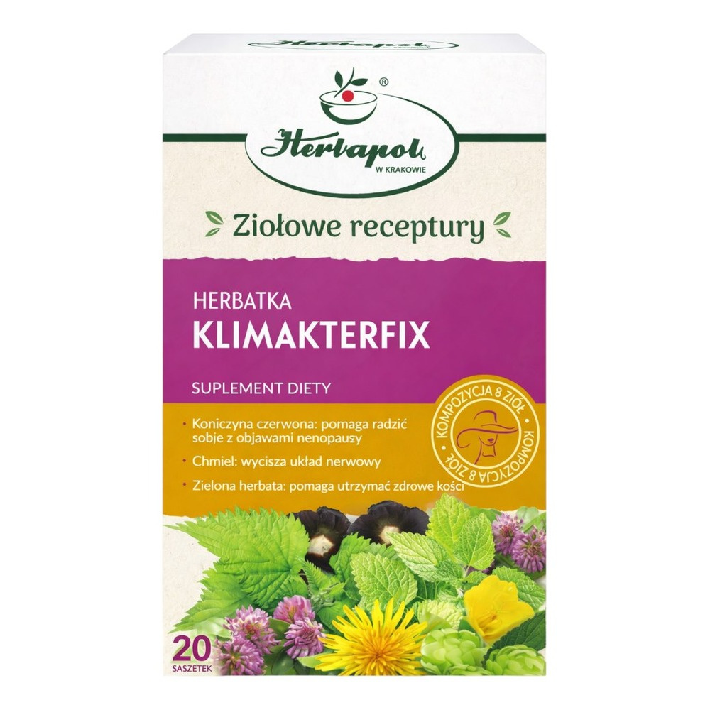 Herbapol Herbatka Klimakterfix dla Kobiet od 50 Roku Życia z Koniczyną Wiesiołkiem i Melisą 20x2g
