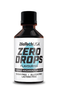 BioTechUSA Zero Drops Kokosowy Makaronik Krople Smakowe Bez Cukru Do Aromatyzowania Żywności i Napojów 50ml