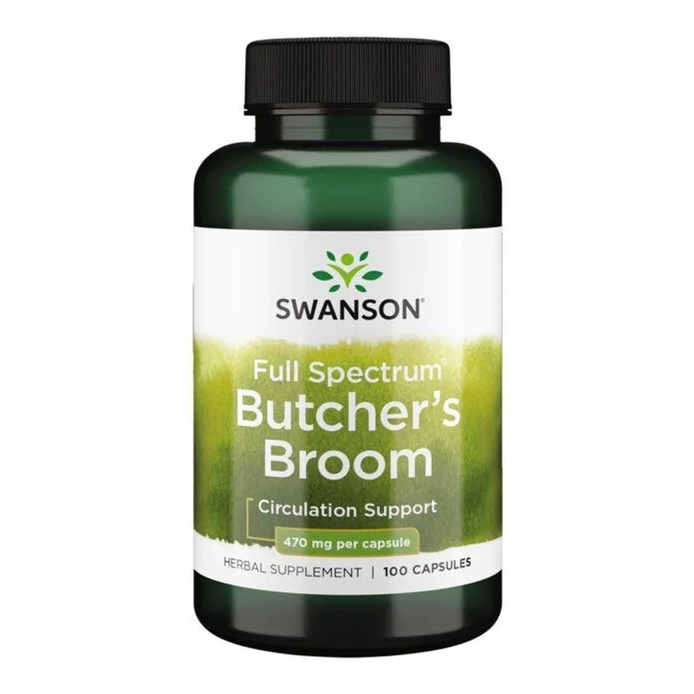 Swanson Full Spectrum Butcher's Broom 470mg Ruszczyk Wspiera Zdrowie Nóg 100 Kapsułek
