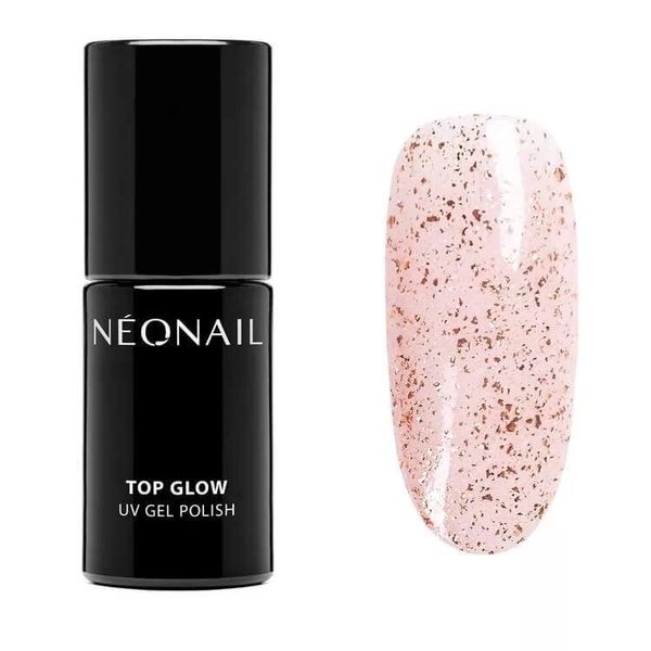 NeoNail UV/LED Soak Off Top Hybrydowy Glow Rose Gold Flakes 7.2ml