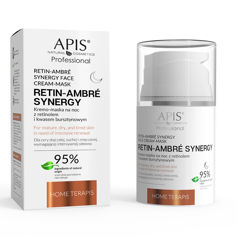 Apis Retin Ambre Synergy Kremo-Maska z Retinolem i Kwasem Bursztynowym dla Skóry Suchej Dojrzałej na Noc 50ml