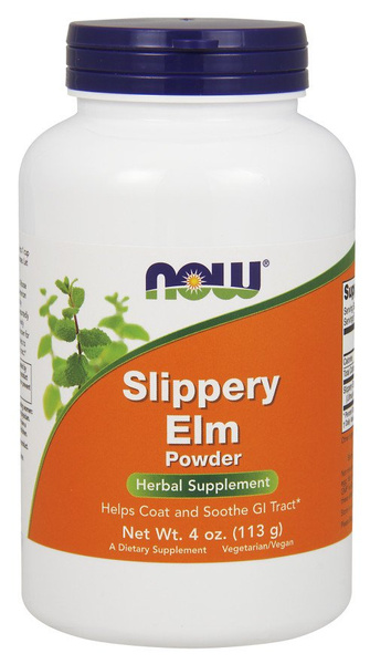 Now Foods Slippery Elm Powder Wiąz Czerwony Wspiera Układ Pokarmowy 113g
