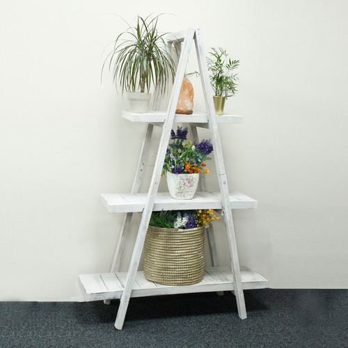 Folding Wooden A-Frame Shelf – Whitewash