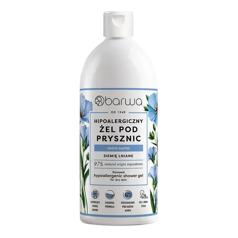Barwa Hipoalergiczny Żel pod Prysznic z Ekstraktem z Lnu dla Skóry Suchej 400ml