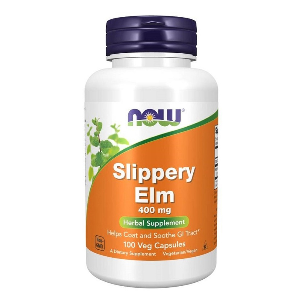 Now Foods Slippery Elm 400mg Powder Wiąz Czerwony Wspiera Układ Pokarmowy 100 Vcapsules