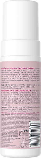 Eveline Cica Skin Nawilżająca Lekka Pianka do Mycia Twarzy 150ml