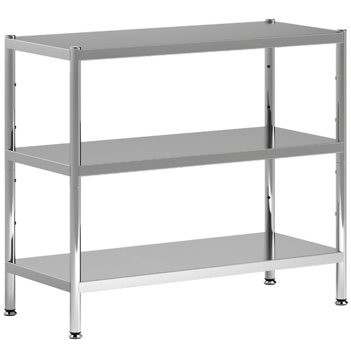 HOMCOM 3-Tier Bakers Rack with Storage, Stainless Steel Microwave Stand with Adjustable Shelves for Small Spaces, Kitchen Storage Unit for Spices, Pots and Pans, Silver Tone