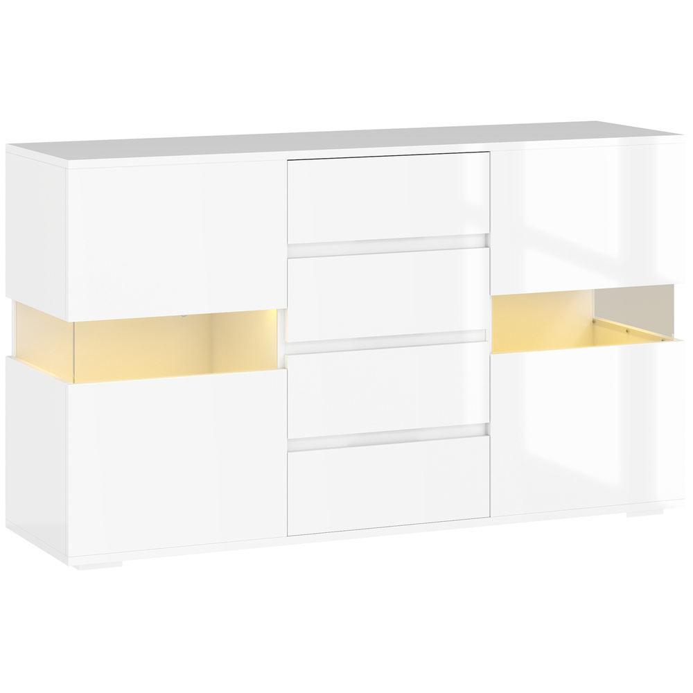 HOMCOM LED Light Sideboard - High Gloss White