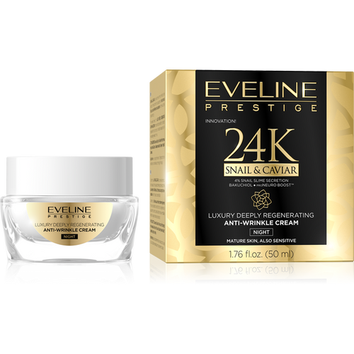 Eveline PRESTIGE 24k Krem Na Noc Przeciwzmarszczkowy Ślimak&Kawior 50 ml