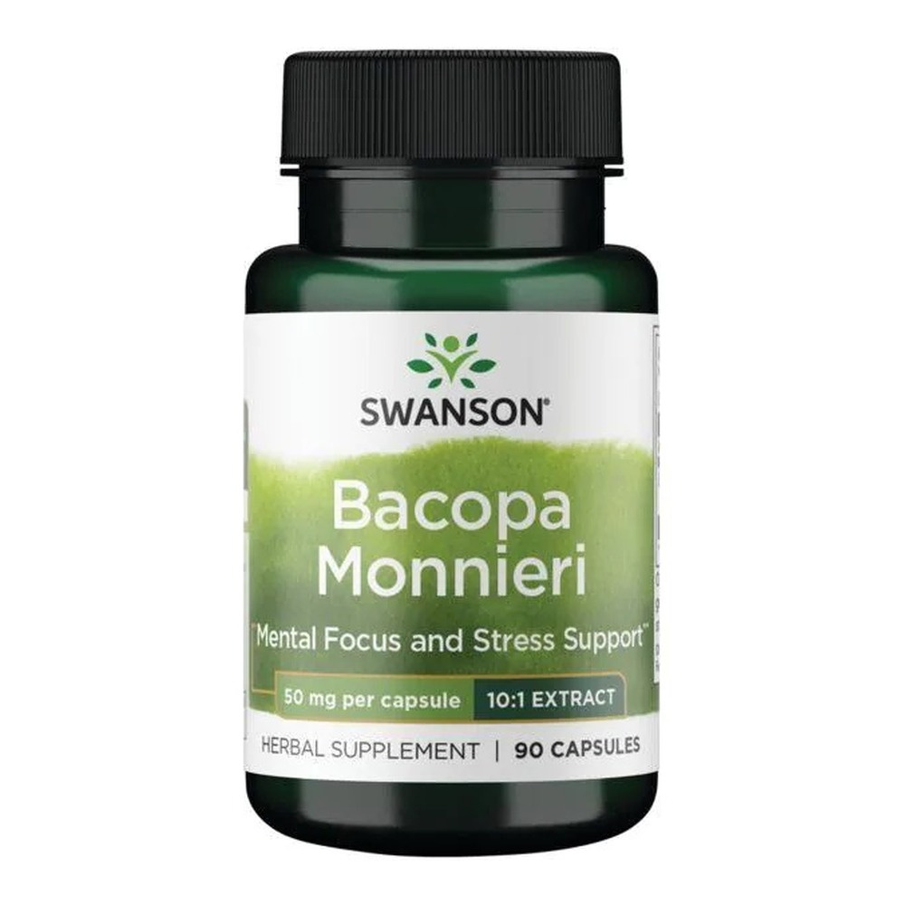Swanson Bacopa Monnieri 10:1 Extract 50mg Bakopa Drobnolistna Wspomaga Pamięć i Koncentrację 90 Kapsułek
