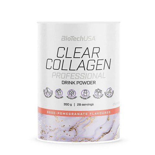 BioTechUSA Clear Collagen Professional Kolagen w Proszku o Smaku Różano-Granatowym na Skórę Włosy i Paznokcie 350g