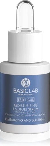 BasicLab Dermocosmetics Nawilżający Emu-Żel do Twarzy z 4% Ektoiną 2% Aminokwasami i Beta-Glukanem Rewitalizacja i Ukojenie na Dzień i na Noc 15ml