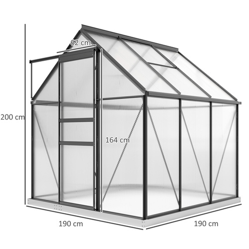 Outsunny 190 x 190cm Walk-In Polycarbonate Greenhouse
