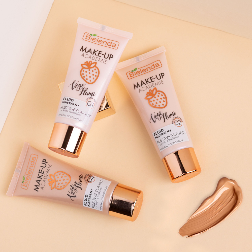 Bielenda Make - Up Academie Vege Flumi Rozświetlający Fluid Mineralny Nr 03 Słoneczny Beż 30g