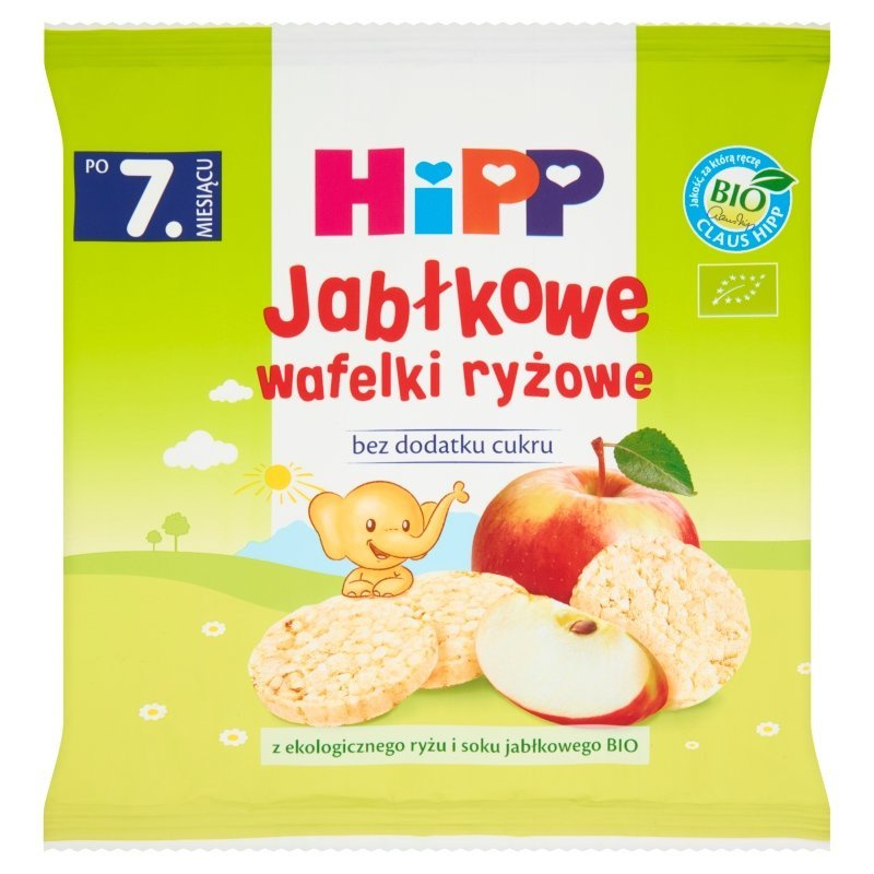 Hipp Bio Jabłkowe Wafelki Ryżowe dla Niemowląt po 7 Miesiącu bez Dodatku Cukru 30g