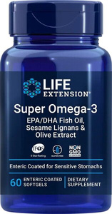Super Omega-3 EPA/DHA with Sesame Lignans & Olive Extract - 60 enteric coated softgels