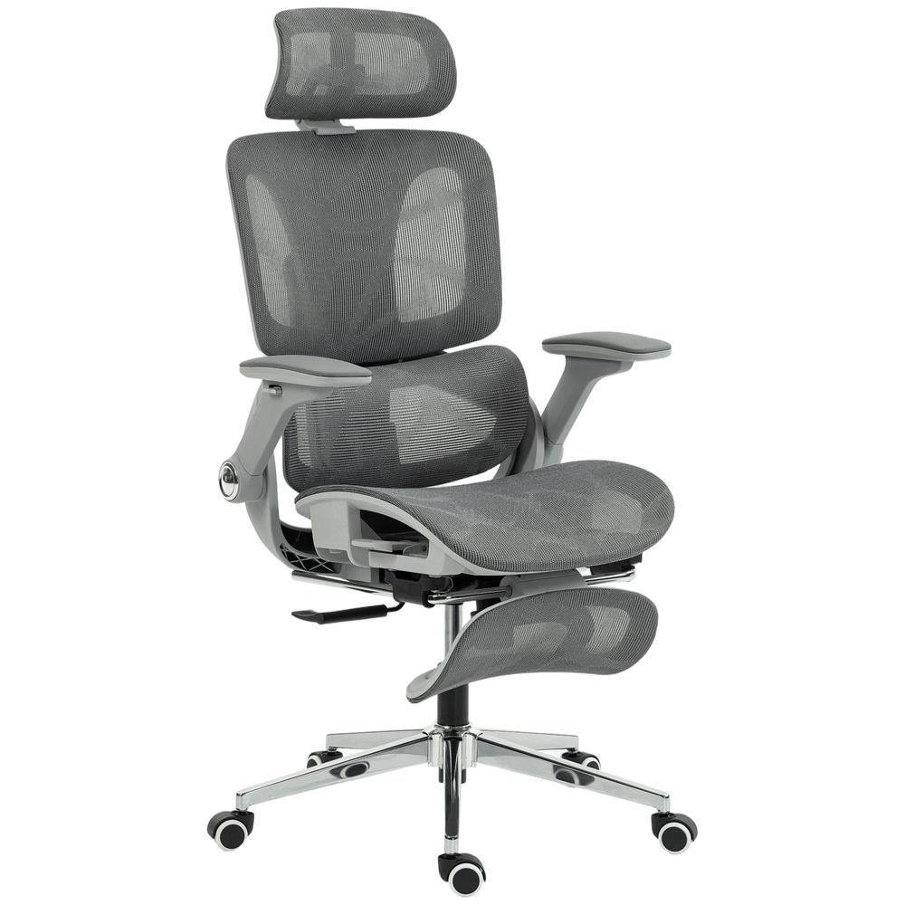 HOMCOM Ergonomic Office Chair, High Back Mesh Desk Chair, Grey