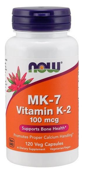 Now Foods MK-7 Vitamin K-2 100mcg Supports Blood Vessel Health 120 Capsules