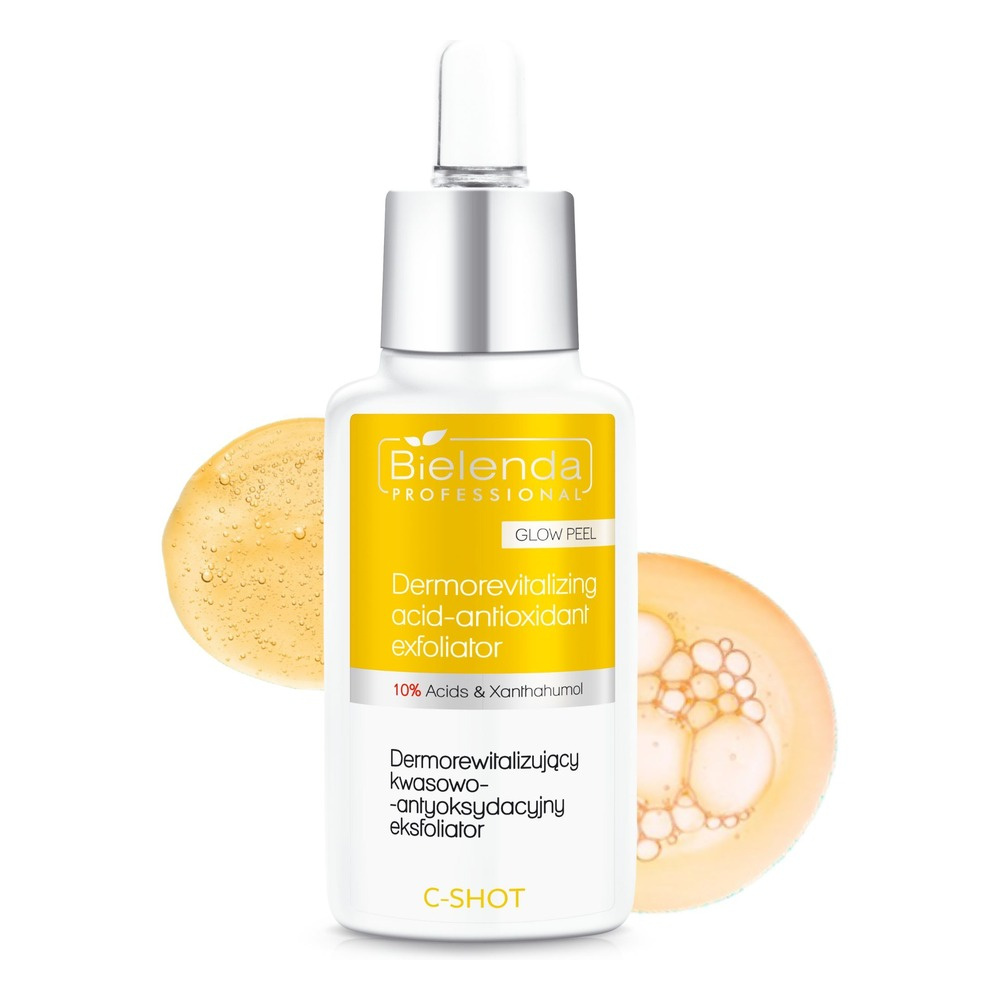 Bielenda Professional C-Shot Glow Peel Dermorewitalizujący Kwasowo - Antyoksydacyjny Eksfoliator 10% Acids & Xanthahumol dla Skóry Zmęczonej 30ml