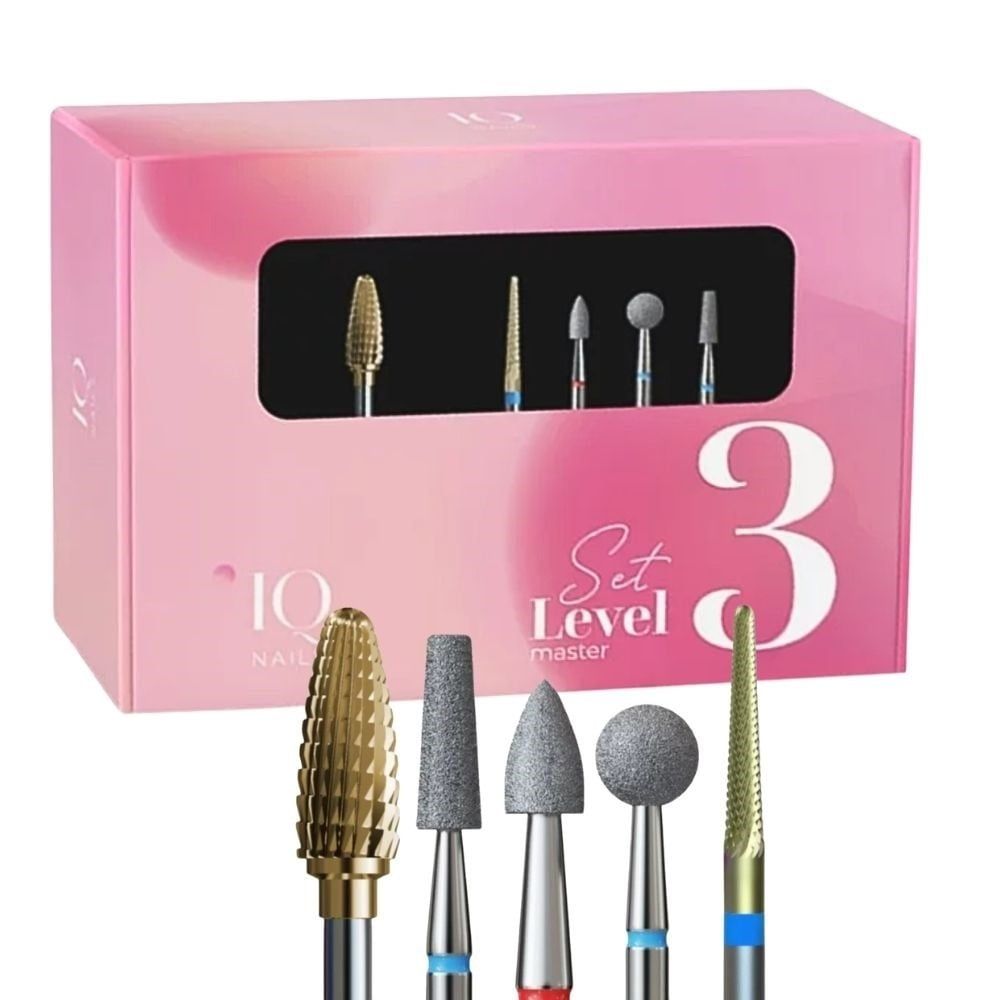 IQ Nails Level 3 Pro Nail Drill Bit Professional Set for Nail Styling Experts 5pcs