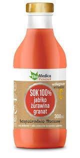 EkaMedica Naturalny Sok 100% Jabłko, Żurawina, Granat 300ml