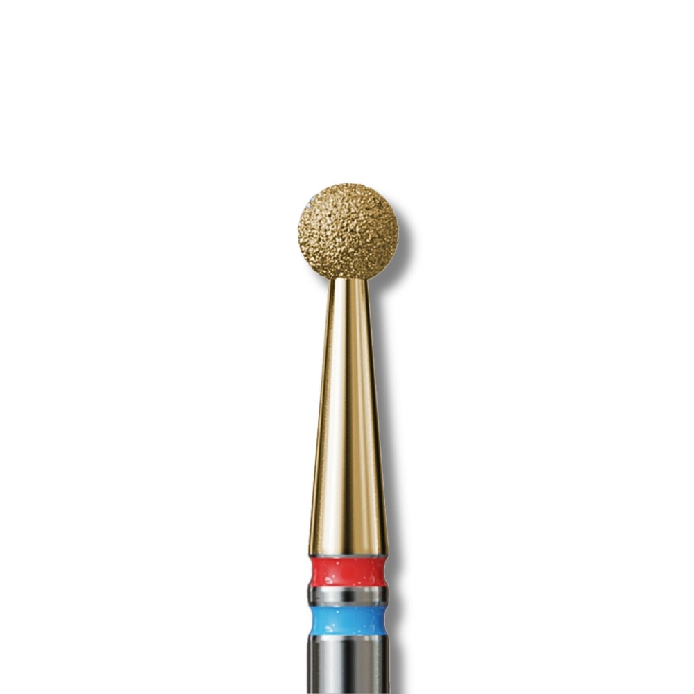 IQ Nails Diamond DuoFrez Nail Drill Bit Smart Gold Line Ball Shape Fine Standard Grit ZRN Coating 001.FM.025Z 1 Piece