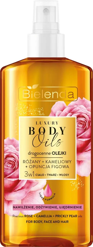 Bielenda Luxury Body Oils Drogocenne Olejki Różany+Kameliowy+Opuncja Figowa 3w1 dla Ciała Twarzy i Włosów 150ml