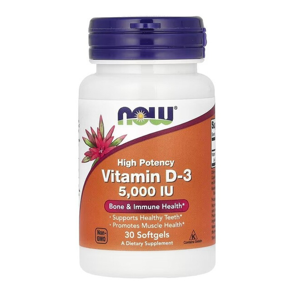 Now Foods Vitamin D-3 5000 IU 120 Supports Muscle, Immune System and Brain Function 30 Softgels