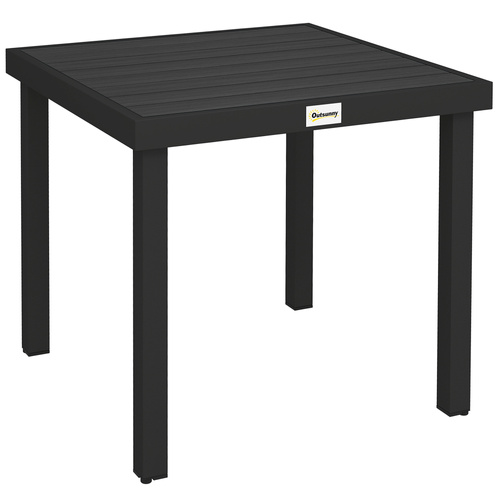 Outsunny 78 cm Garden Dining Table for 4 People, Square Outdoor Coffee End Side Table with Aluminium Legs, Black