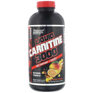 Nutrex Liquid Carnitine 3000 L-Karnityna w Płynie o Smaku Pomarańcza-Mango na Wsparcie Metabolizmu Tłuszczów 480ml
