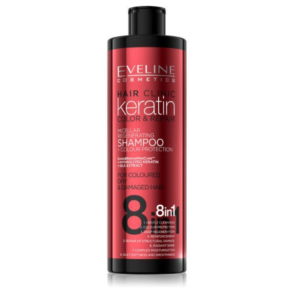 Eveline Keratin Colour & Repair Szampon Chroniący Kolor i Włosy Farbowane 8w1 400ml