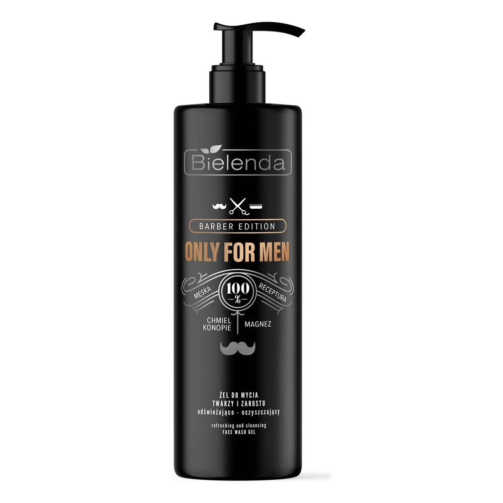Bielenda Only for Men Barber Edition Facial and Beard Wash Gel Refreshing and Cleansing 190g