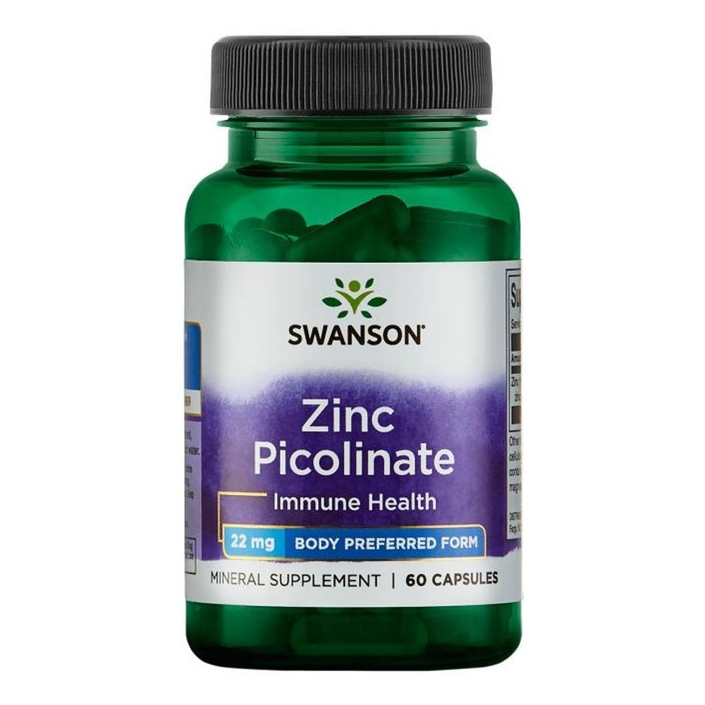 Swanson Zinc Picolinate Cynk Wsparcie Prawidłowych Funkcji Organizmu 22mg 60 Kapsułek
