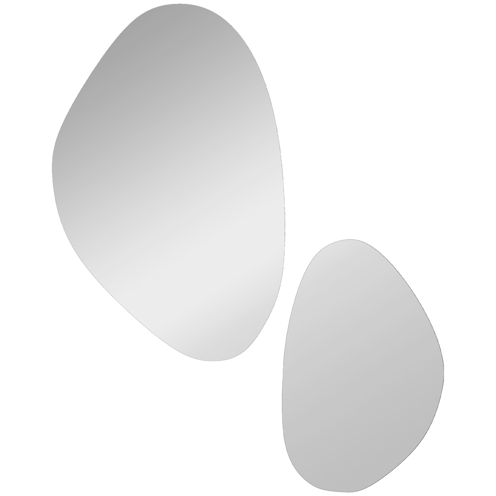 HOMCOM Set of 2 Pebble-Shaped Wall Mirror - Black