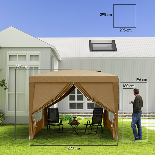 Outsunny 3 x 3(m) Pop Up Gazebo - Khaki