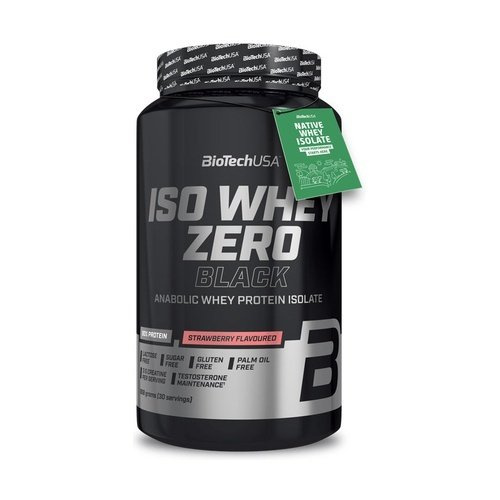 BioTechUSA Iso Whey Zero Black Strawberry Flavoured Whey Protein Isolate with Creatine For Muscle Growth and Recovery 908g