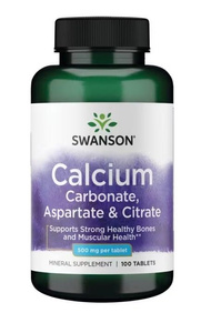 Swanson Calcium Carbonate Aspartate & Citrate 500mg 100 Tablets