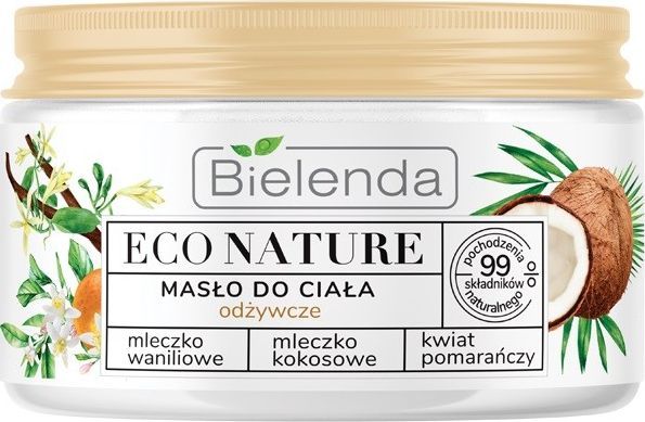 Bielenda Eco Nature Odżywcze Masło do Ciała Mleczko Kokosowe i Waniliowe Kwiat Pomarańczy 250 ml