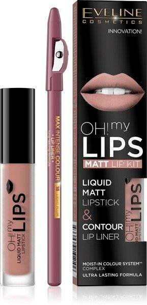 Eveline Oh My Lips Matt Pomadka w Płynie i Kredka Nr 08 Lovely Rose 1 Sztuka