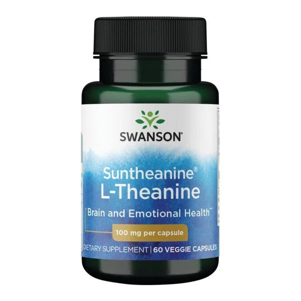 Swanson Suntheanine L-Theanine 100mg Wspomaga Koncentrację i Samopoczucie  60 Kapsułek
