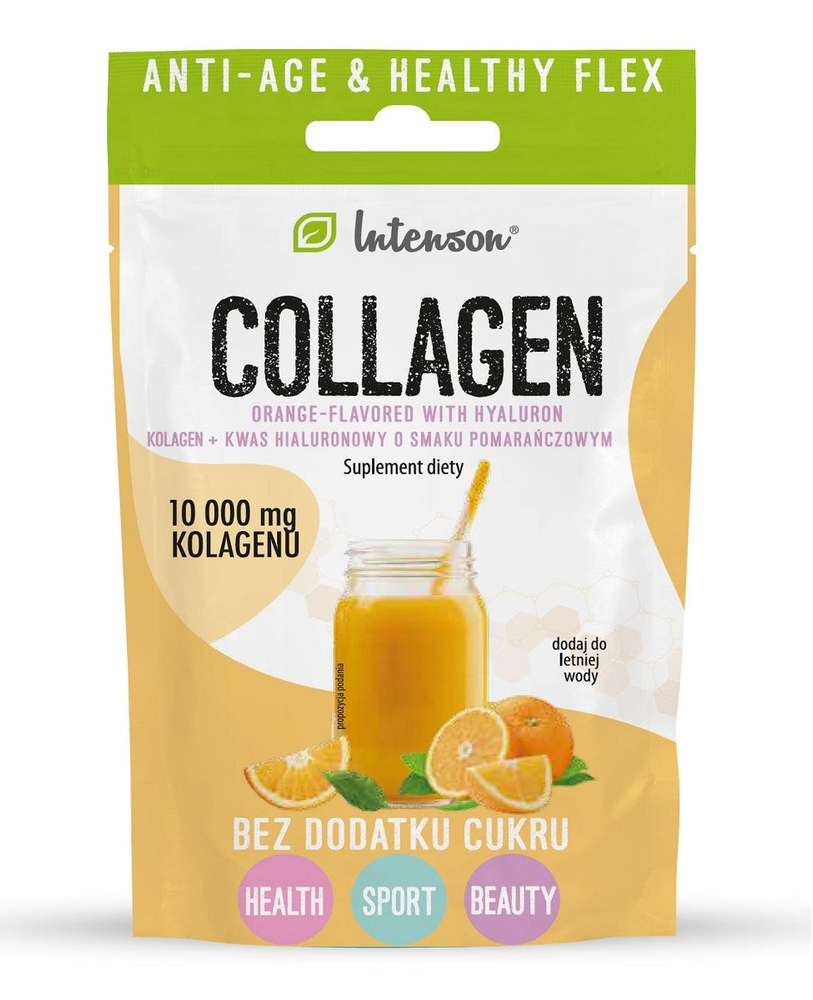 Intenson Collagen Orange Flavor with Hyaluronic Acid and Vitamin C in Drinking Powder 11.3g